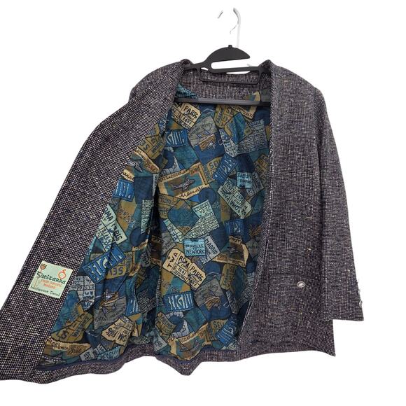 VTG GAELTARRA IRELAND HANDWOVEN TWEED BUTTON FRONT LONG SLEEVE BLAZER JACKET - Picture 4 of 6